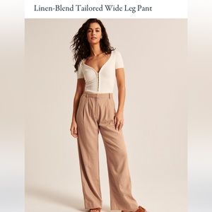 NWT Abercrombie & Fitch Linen Tailored Wide Leg Pant